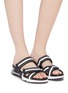 Figure View - Click To Enlarge - ASH - 'Logan' reflective stripe strappy sandals
