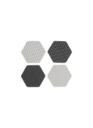 Main View - Click To Enlarge - CHILEWICH - Hex coaster set – Black/White