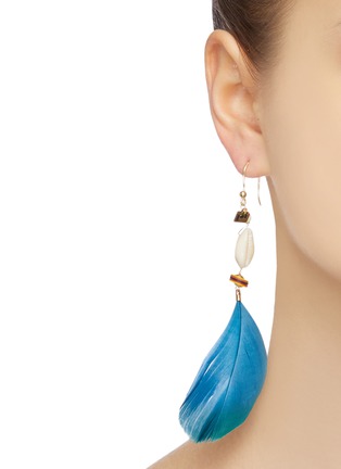 Figure View - Click To Enlarge - ROSANTICA - 'Viper' bead seashell feather drop earrings