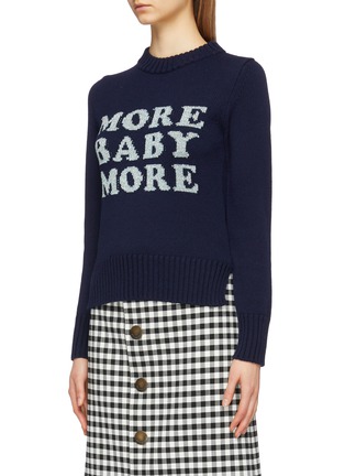 Front View - Click To Enlarge - CHRISTOPHER KANE - 'More Baby More' slogan intarsia wool sweater