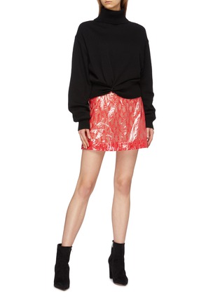 Figure View - Click To Enlarge - CHRISTOPHER KANE - Coated lace mini skirt