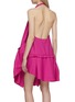 Back View - Click To Enlarge - JACQUEMUS - 'La robe Rosa' asymmetric tiered wool halterneck dress