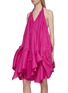 Front View - Click To Enlarge - JACQUEMUS - 'La robe Rosa' asymmetric tiered wool halterneck dress
