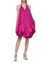 Figure View - Click To Enlarge - JACQUEMUS - 'La robe Rosa' asymmetric tiered wool halterneck dress