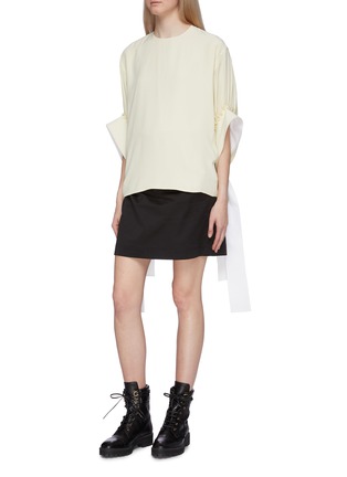 Front View - Click To Enlarge - JW ANDERSON - Drape sash tie exaggerated cuff top