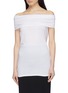 Front View - Click To Enlarge - YOHJI YAMAMOTO - Ruched off-shoulder T-shirt