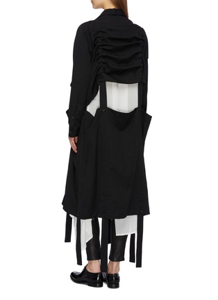 Back View - Click To Enlarge - YOHJI YAMAMOTO - Detachable strap hem ruched front wool coat