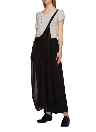 Front View - Click To Enlarge - YOHJI YAMAMOTO - Asymmetric suspender overlay skirt