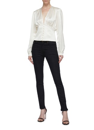 Figure View - Click To Enlarge - SAINT LAURENT - Raw cuff skinny jeans