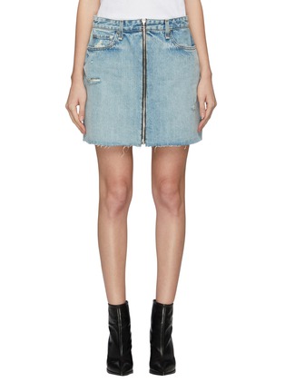 Main View - Click To Enlarge -  - 'Anna' zip front distressed denim skirt