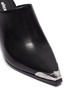 Detail View - Click To Enlarge - ALEXANDER WANG - 'Su' cutout heel metal toecap leather mules