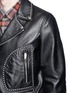 Detail View - Click To Enlarge - SAINT LAURENT - Fringe back stud leather biker jacket