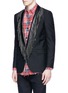 Front View - Click To Enlarge - SAINT LAURENT - Leather stud fringe lapel Mohair-wool blazer