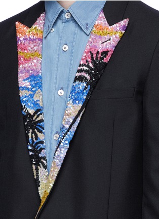 Detail View - Click To Enlarge - SAINT LAURENT - Palm tree sequin wool-Mohair blazer