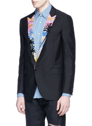 Front View - Click To Enlarge - SAINT LAURENT - Palm tree sequin wool-Mohair blazer