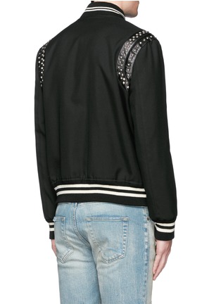 Back View - Click To Enlarge - SAINT LAURENT - Stud wool twill teddy jacket