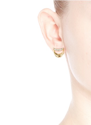 Figure View - Click To Enlarge - CHLOÉ - 'Isalis' crystal pavé crescent moon earrings