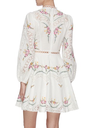 Back View - Click To Enlarge - ZIMMERMANN - 'Allia' crochet lace trim floral embroidered dress