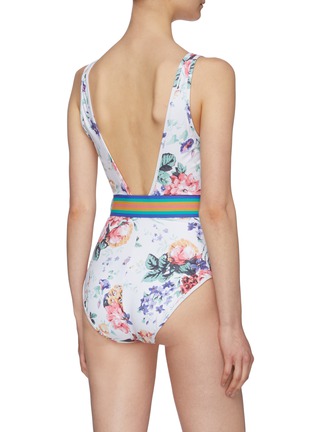 Back View - Click To Enlarge - ZIMMERMANN - 'Allia' belted floral print one-piece swimsuit