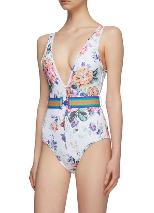 Figure View - Click To Enlarge - ZIMMERMANN - 'Allia' belted floral print one-piece swimsuit