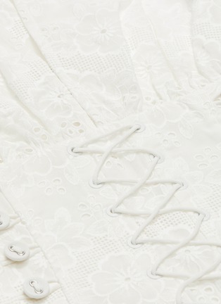 Detail View - Click To Enlarge - ZIMMERMANN - 'Honour' ruffle yoke floral broderie anglaise corset dress