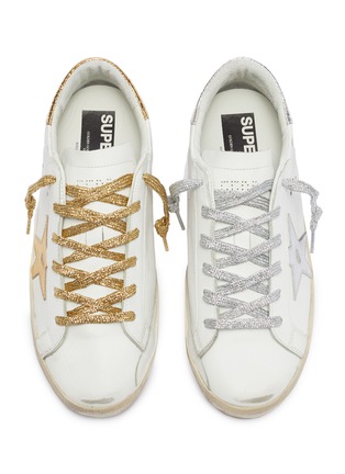 Detail View - Click To Enlarge - GOLDEN GOOSE - 'Superstar' metallic star patch leather sneakers