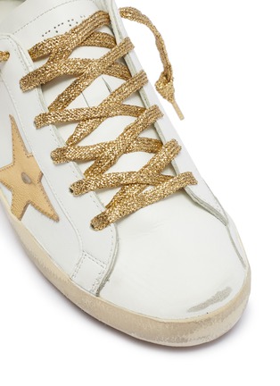 Detail View - Click To Enlarge - GOLDEN GOOSE - 'Superstar' metallic star patch leather sneakers