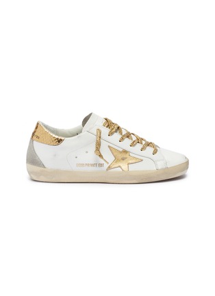 Main View - Click To Enlarge - GOLDEN GOOSE - 'Superstar' metallic star patch leather sneakers