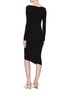 Back View - Click To Enlarge - COMME MOI - Contrast cuff asymmetric rib knit dress