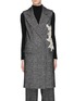 Main View - Click To Enlarge - COMME MOI - Embellished floral appliqué herringbone long gilet