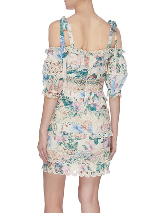 Back View - Click To Enlarge - ZIMMERMANN - 'Verity Dot' floral print linen off-shoulder dress