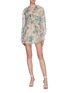 Figure View - Click To Enlarge - ZIMMERMANN - 'Verity' ruffle drawstring floral print chiffon rompers
