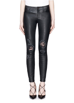 Main View - Click To Enlarge - J BRAND - Distressed leather skinny pants