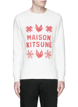 Main View - Click To Enlarge - MAISON KITSUNÉ - Fox and snowflake print sweatshirt