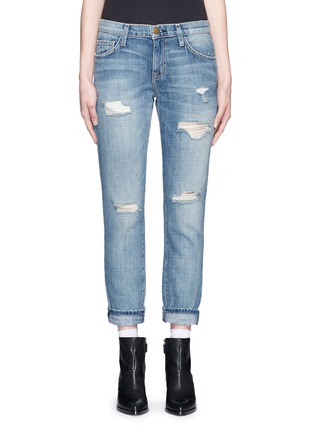 Detail View - Click To Enlarge - CURRENT/ELLIOTT - 'The Fling' distressed cropped jeans
