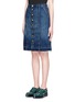 Front View - Click To Enlarge - CURRENT/ELLIOTT - 'Short Sally' cutoff hem button skirt