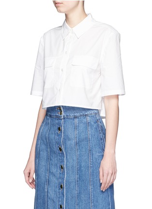 Front View - Click To Enlarge - EQUIPMENT - Cropped cotton poplin shirt