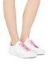 Figure View - Click To Enlarge - COMMON PROJECTS - 'Retro Low Fluo' neon collar leather sneakers