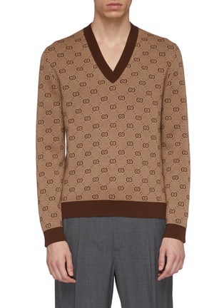 Main View - Click To Enlarge - GUCCI - GG logo jacquard wool-cotton sweater