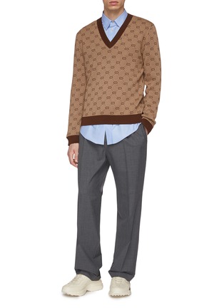 Figure View - Click To Enlarge - GUCCI - GG logo jacquard wool-cotton sweater