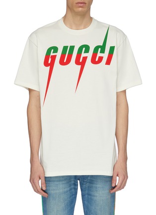 Main View - Click To Enlarge - GUCCI - Logo blade print oversized T-shirt