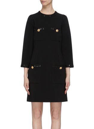 Main View - Click To Enlarge - GUCCI - Sequin trim patch pocket dress