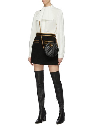 Figure View - Click To Enlarge - GUCCI - Metallic trim patch pocket tweed mini skirt