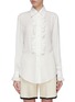 Main View - Click To Enlarge - GUCCI - Ruffle placket GG monogram silk crepe blouse