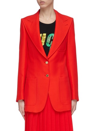 Main View - Click To Enlarge - GUCCI - Exaggerated peaked lapel wool-silk cady blazer