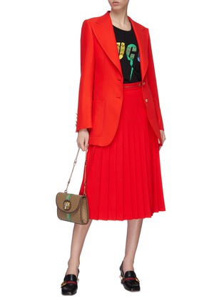 Figure View - Click To Enlarge - GUCCI - Exaggerated peaked lapel wool-silk cady blazer
