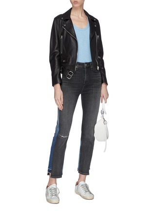 Figure View - Click To Enlarge - RAG & BONE - 'Nina' panelled patchwork jeans