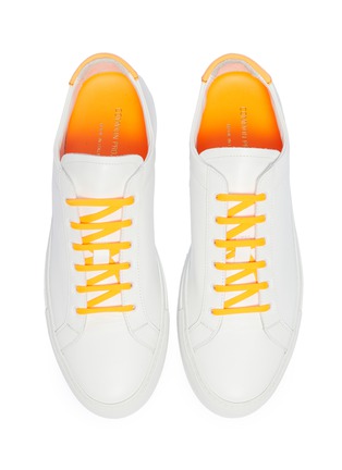 Detail View - Click To Enlarge - COMMON PROJECTS - 'Retro Low Fluro' neon collar leather sneakers