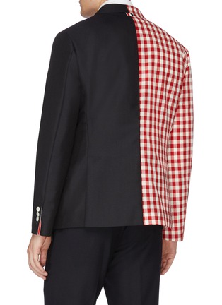 Back View - Click To Enlarge - THOM BROWNE  - Gingham check panel patchwork blazer