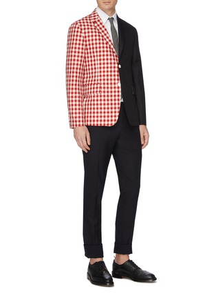 Figure View - Click To Enlarge - THOM BROWNE  - Gingham check panel patchwork blazer
